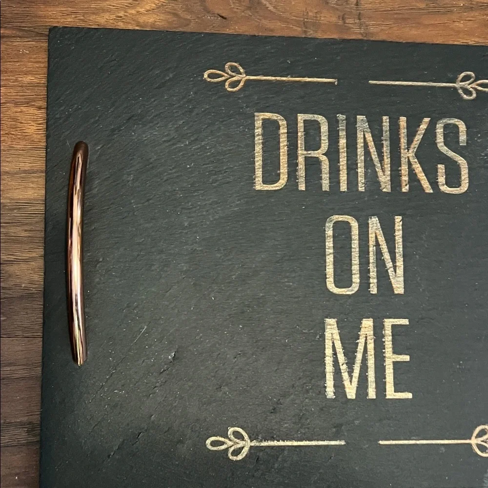 Pier 1 Black Tray with Copper Handles